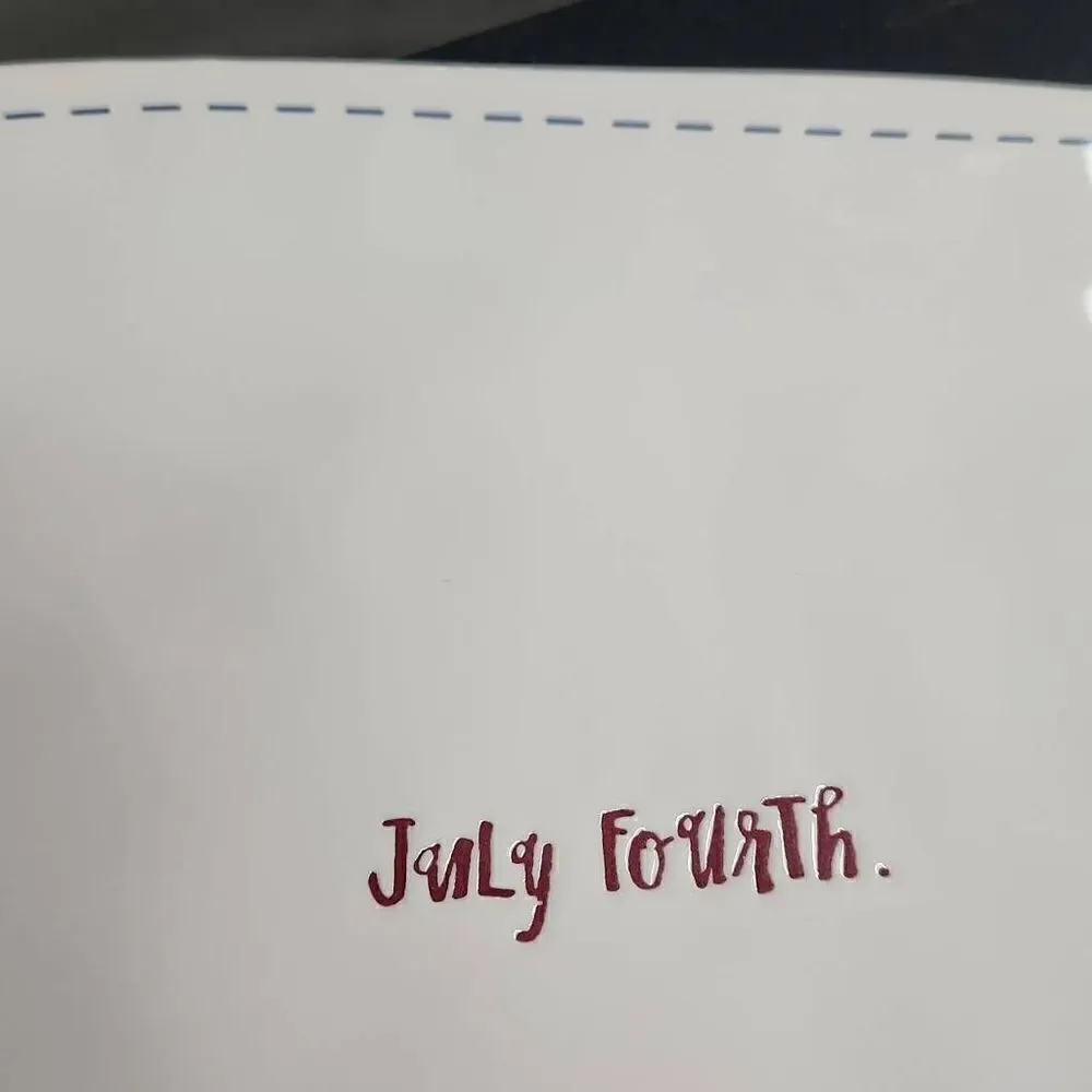 Rae Dunn White Blue Red July Fourth Platter RARE